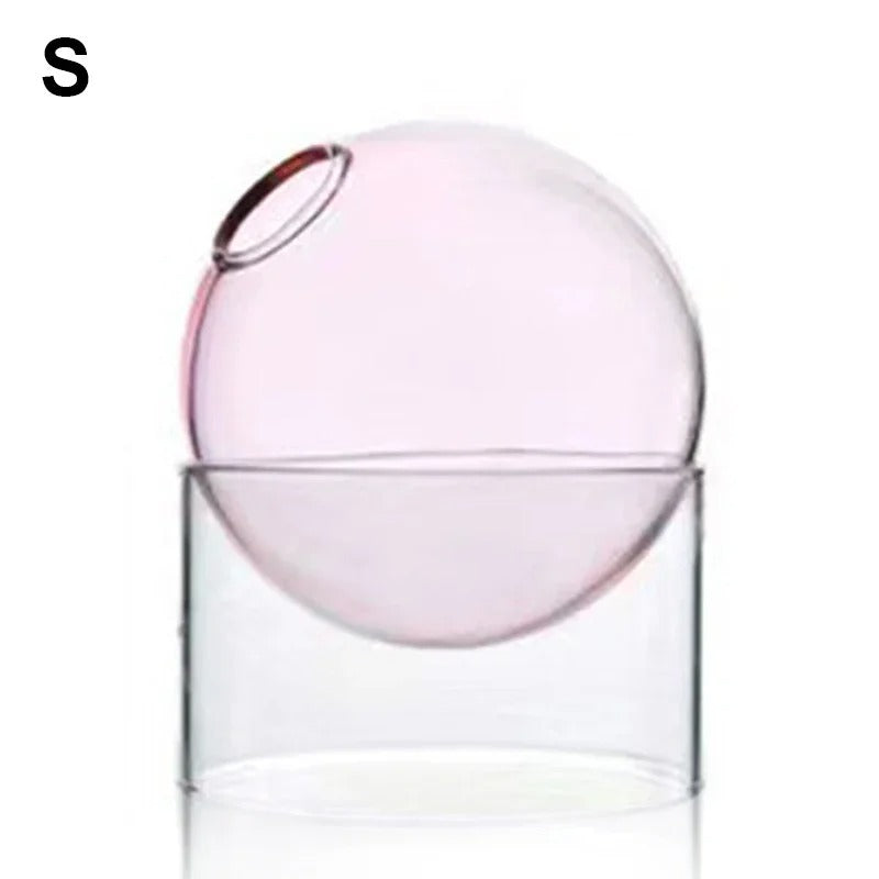 Nordic Minimalist Hydroponic Glass Vase for Bouquets Pink S NALANI
