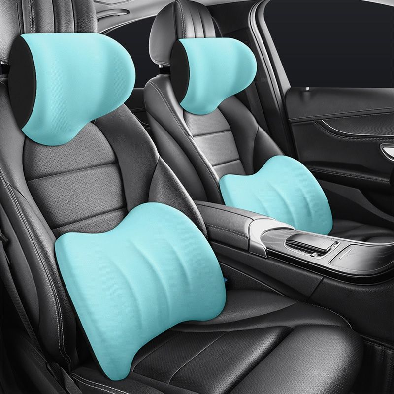Car Headrest And Lumbar Support Cushion For Road Comfort Blue NALANI