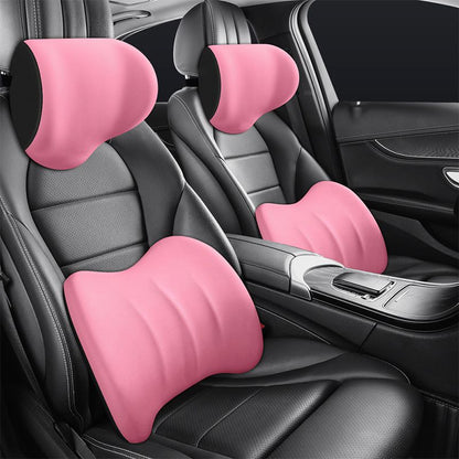 Car Headrest And Lumbar Support Cushion For Road Comfort Pink NALANI