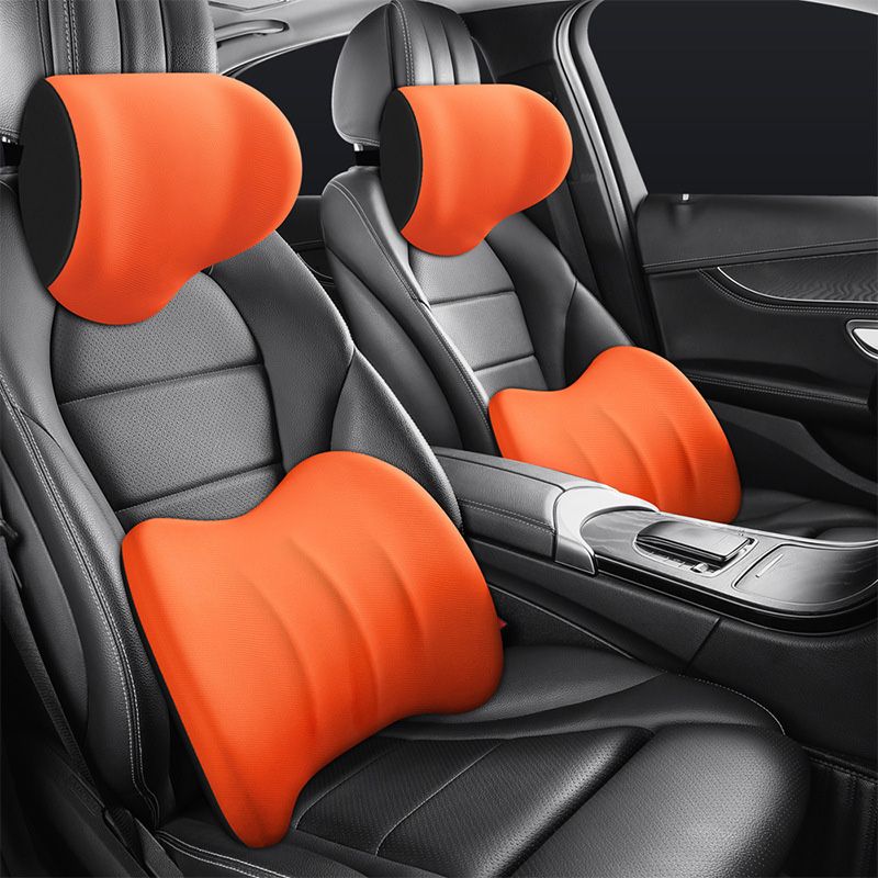 Car Headrest And Lumbar Support Cushion For Road Comfort Orange NALANI
