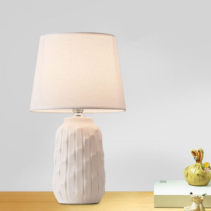 Designer Table Lamp with Conical Shade and Cylindrical Base White NALANI