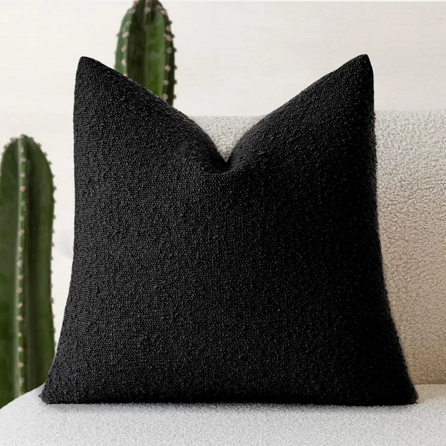 Elegant Boucle Cushion Cover for Sophisticated Home Decor Black NaLani