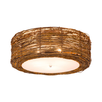 Handwoven Rattan Round Shade Flush Mount Light 3 Lights NALANI