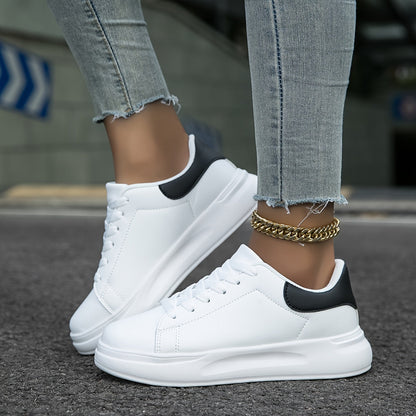 Celeni | Women Clean White Faux Leather Sneakers Casual Comfort