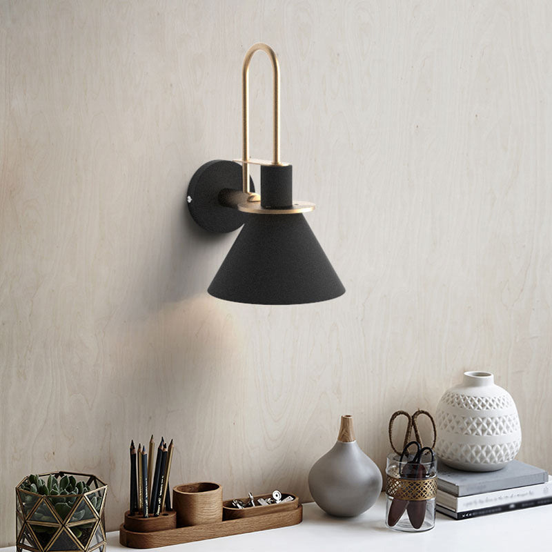 Cone Wall Lamp 1-Light LED Metal Wall Light Arched Arm NALANI