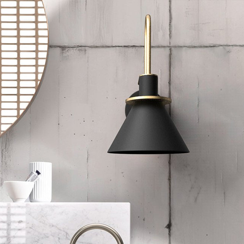 Cone Wall Lamp 1-Light LED Metal Wall Light Arched Arm NALANI