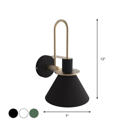 Cone Wall Lamp 1-Light LED Metal Wall Light Arched Arm NALANI