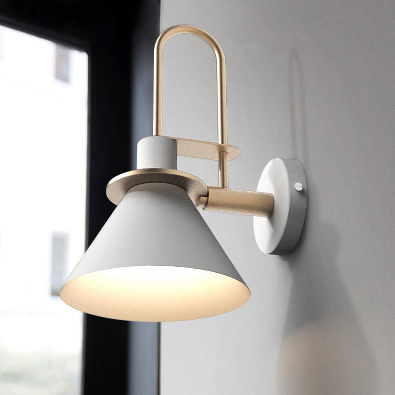 Cone Wall Lamp 1-Light LED Metal Wall Light Arched Arm NALANI