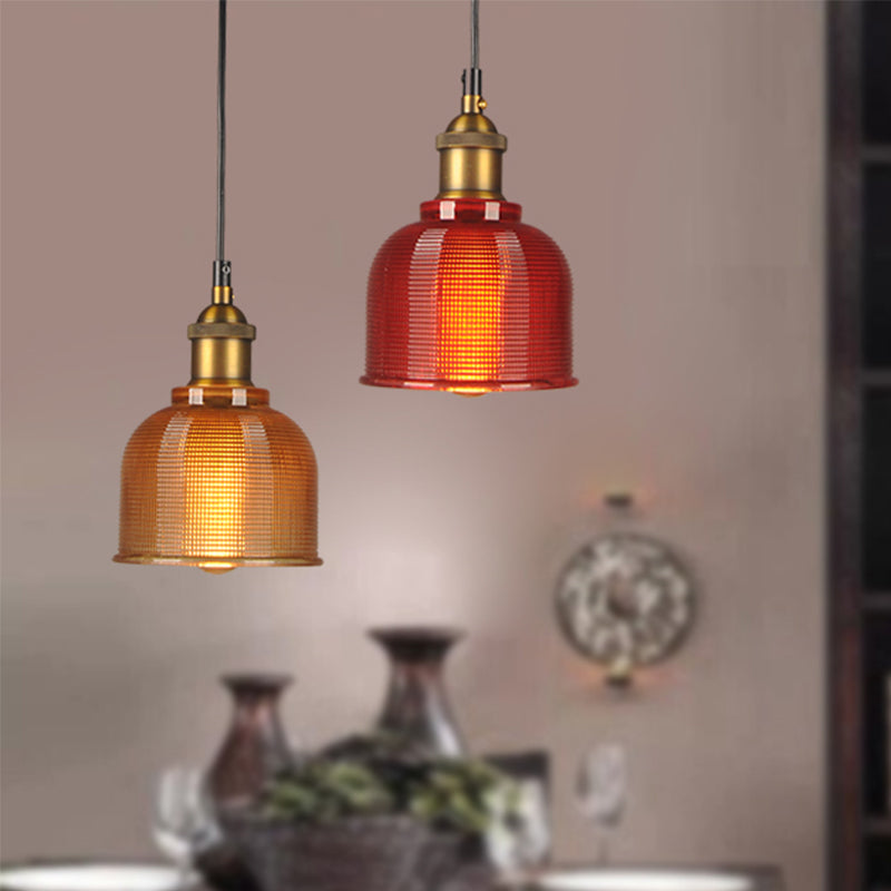 Retro Carillon Pendant Light 1 Light Gridded Glass Shade NALANI