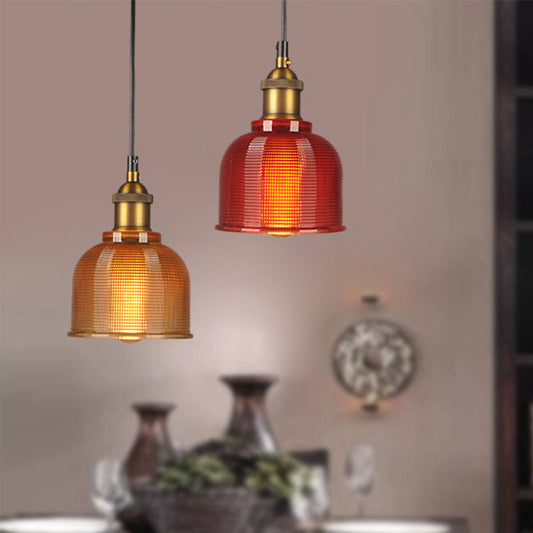 Retro Carillon Pendant Light 1 Light Gridded Glass Shade NALANI