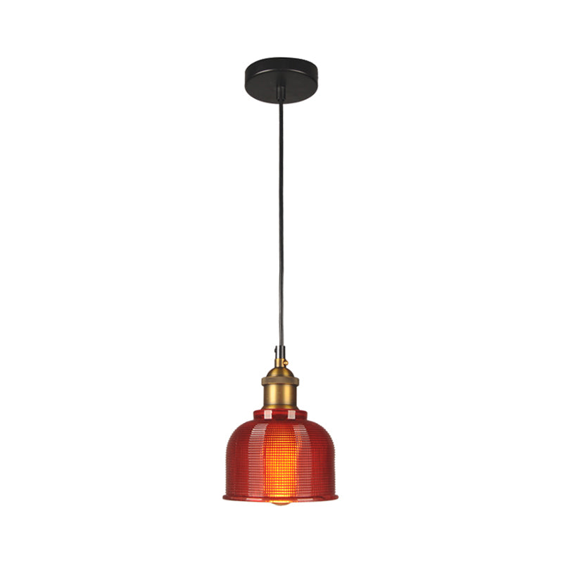 Retro Carillon Pendant Light 1 Light Gridded Glass Shade NALANI