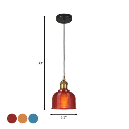 Retro Carillon Pendant Light 1 Light Gridded Glass Shade NALANI