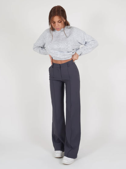 Nalani | Women's High-Waisted Wide-Leg Trousers - Tailored Fit - Full Length - Elegant & Versatile