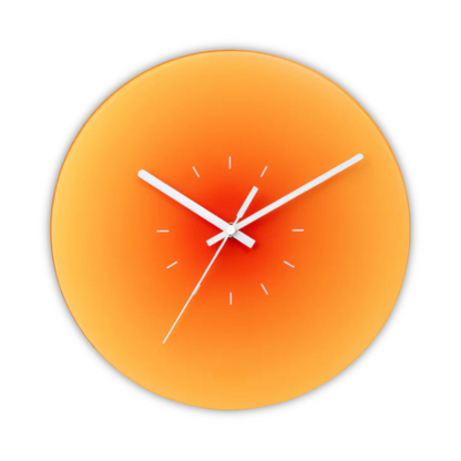 Stunning Glass Wall Clock Design For Modern Living Rooms Orange Without numbers NALANI