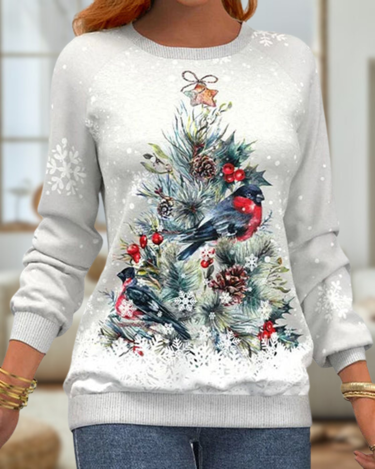 Elegant Warm Winter Christmas Hoodie Sweater With Festive Motifs-Sweaters-Calora-NaLani