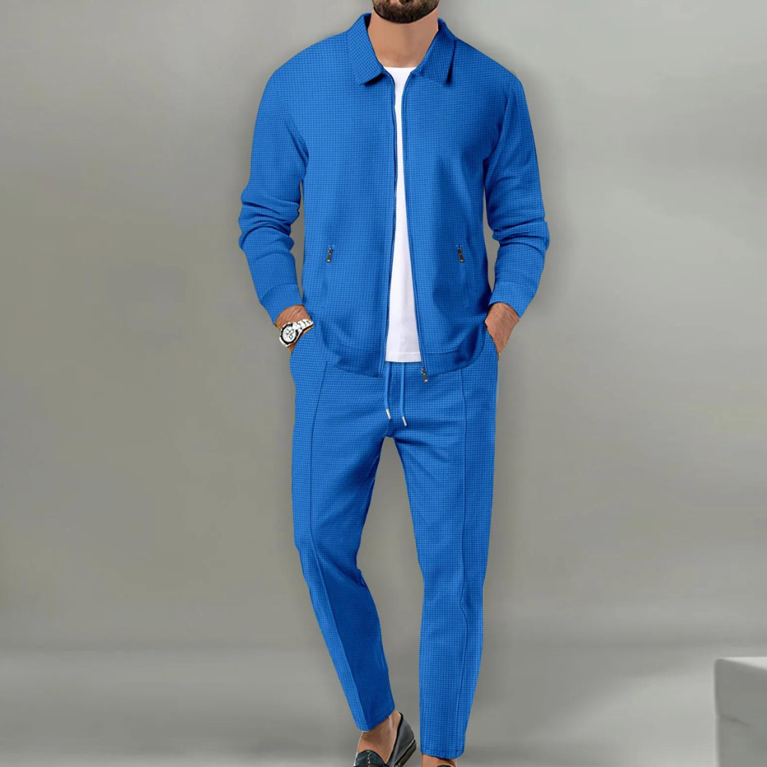 Men's Tracksuit Set - 2-Piece Zip Jacket and Slim Trousers