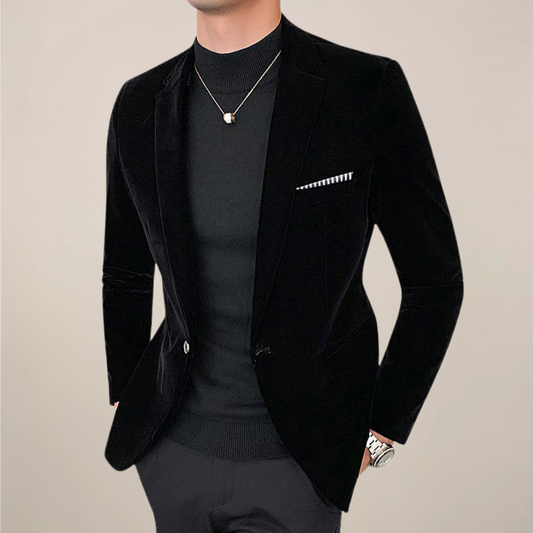Mens Velvet Blazer Slim Fit Evening Jacket With Lapels