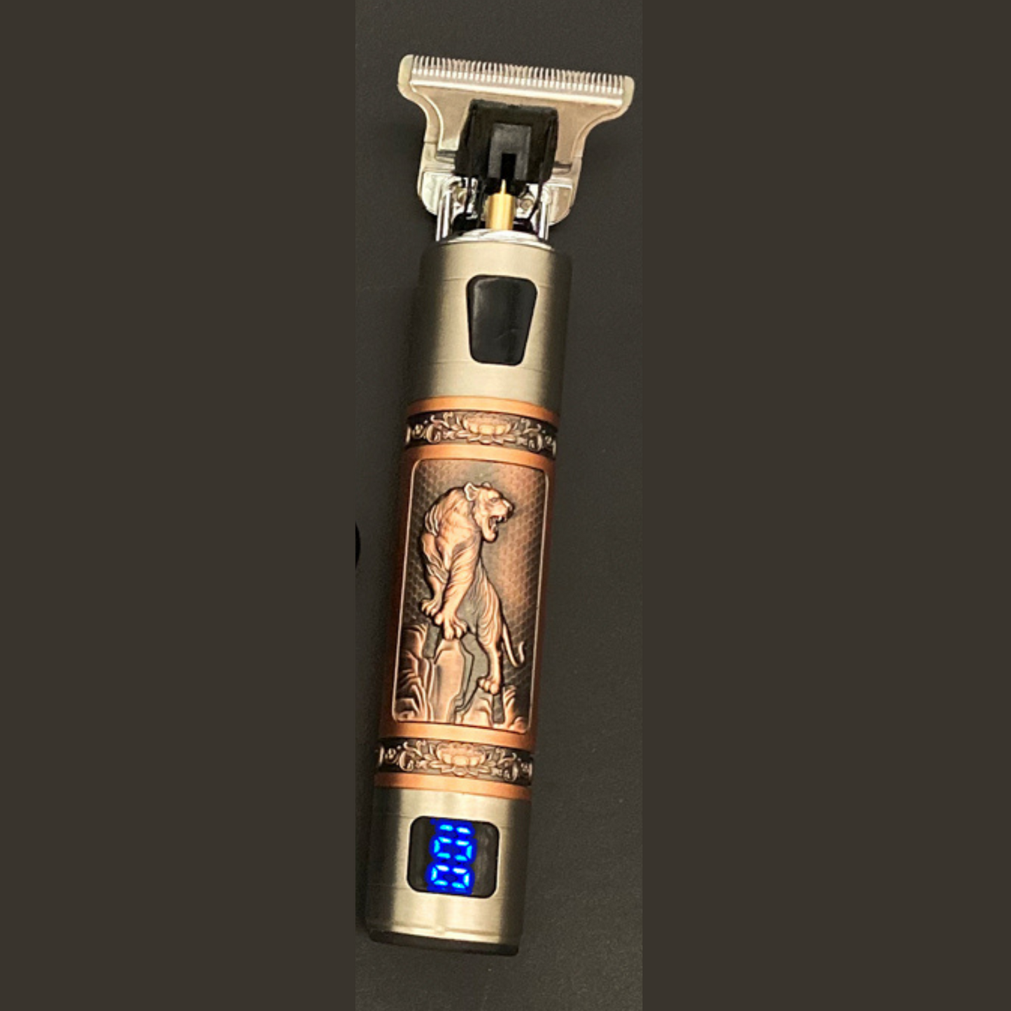 Rechargeable Vintage Barber Trimmer With Attachments Tiger Brons - met Display NALANI