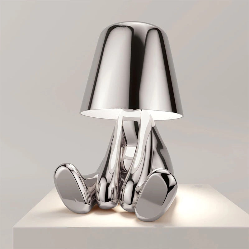 Unique Thinker Lamp Decor for Stylish Home Accent or Gift Silver - What NaLani