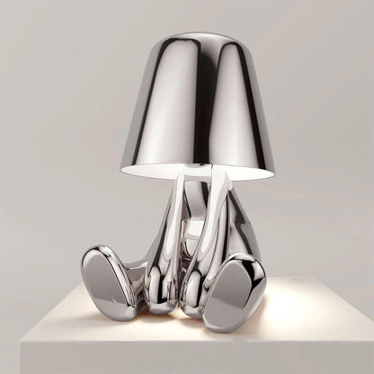 Unique Thinker Lamp Decor for Stylish Home Accent or Gift Silver - What NaLani