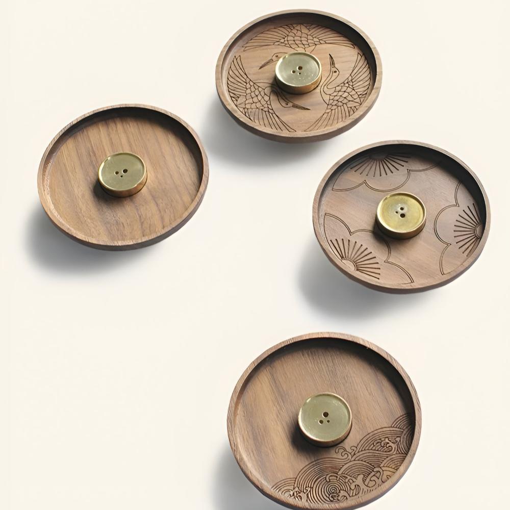 Balinese Wooden Incense Holder Copper Inlay Meditation NALANI