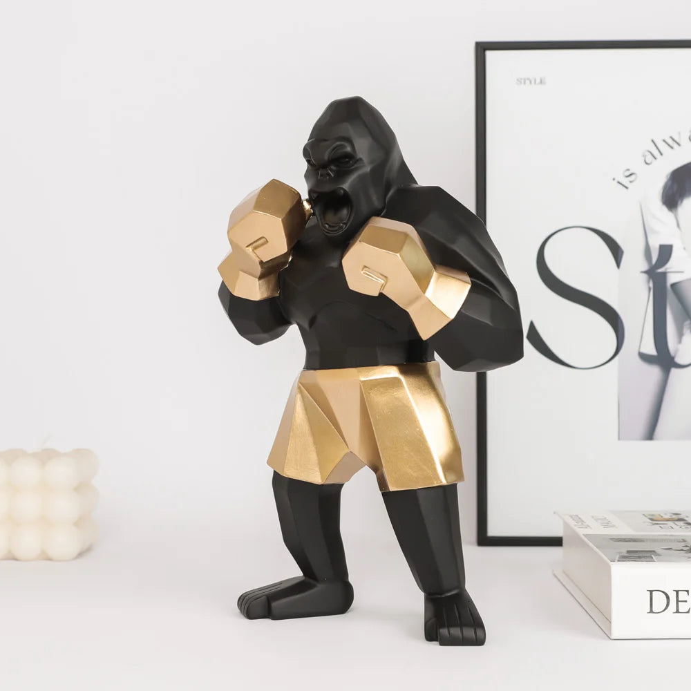 Geometric Gorilla Boxer Sculpture Unique Home Decor Accent Piece NaLani