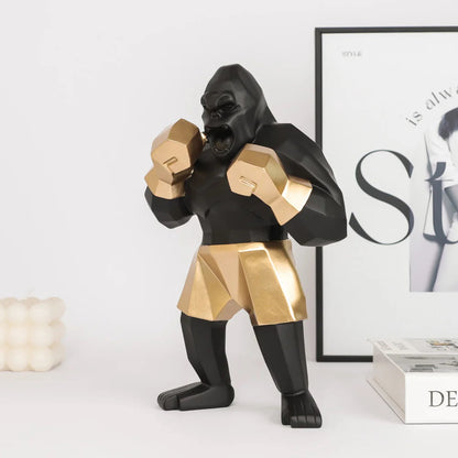Geometric Gorilla Boxer Sculpture Unique Home Decor Accent Piece NaLani