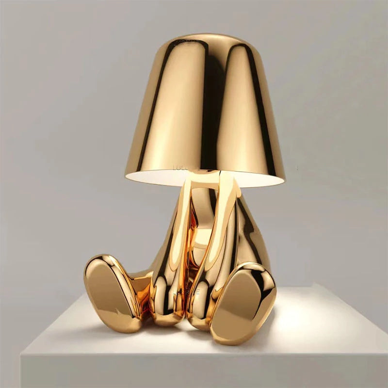 Unique Thinker Lamp Decor for Stylish Home Accent or Gift Gold - What NaLani