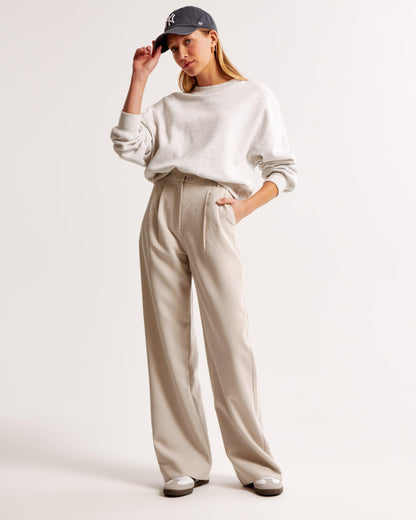 High Waist Pleated Leg Trousers With Tailored Fit For Women