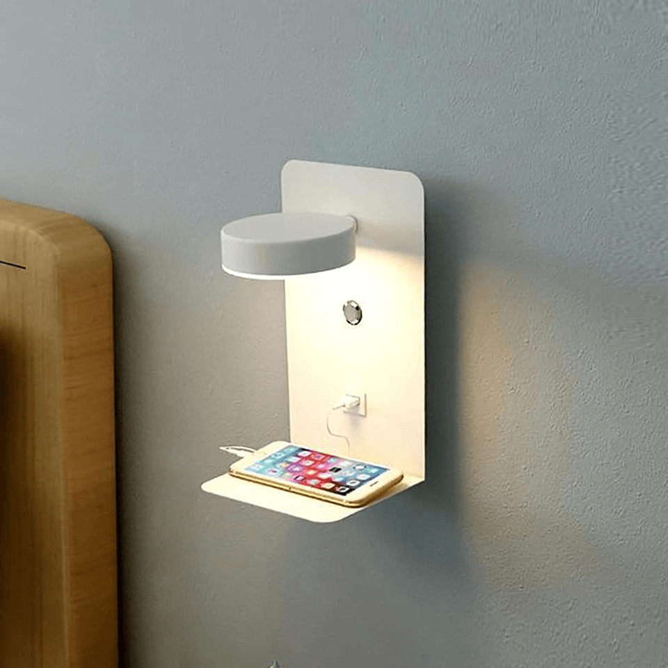 Rotatable Night Light with Charger for Home Decor and Convenience White Calora