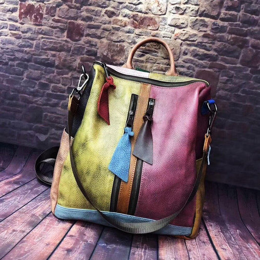 Retro Genuine Leather Womens Handbag Backpack Classic Style-Handtassen-NaLani