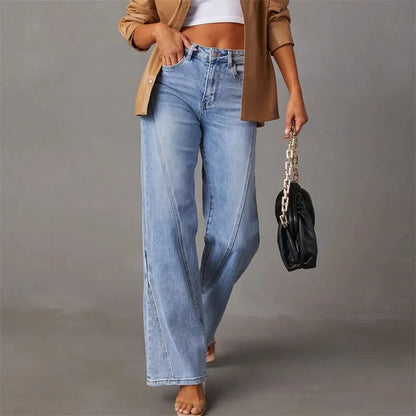 Women's Wide-Leg Jeans - High-Waisted - Relaxed Fit - Classic Five-Pocket Design