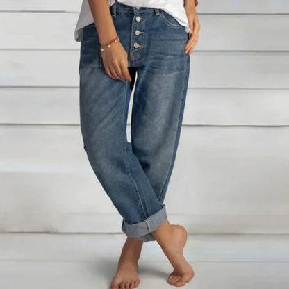 Caleni | Women's high-waisted casual loose denim jeans