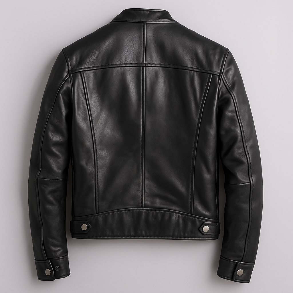 Men's Leather Jacket - Vintage Vegan Leather Zip Jacket with Pockets