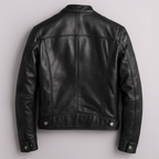 Men's Leather Jacket - Vintage Vegan Leather Zip Jacket with Pockets