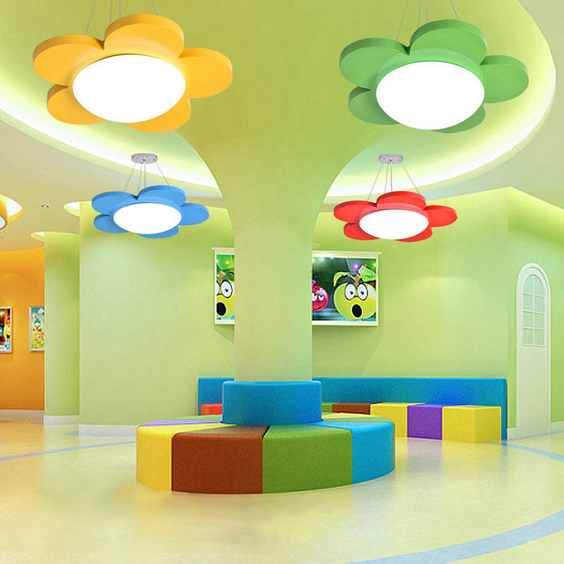 Flower Shaped Acrylic LED Suspension Light For Kids Room Yellow NALANI