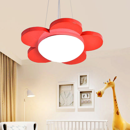 Flower Shaped Acrylic LED Suspension Light For Kids Room Red NALANI