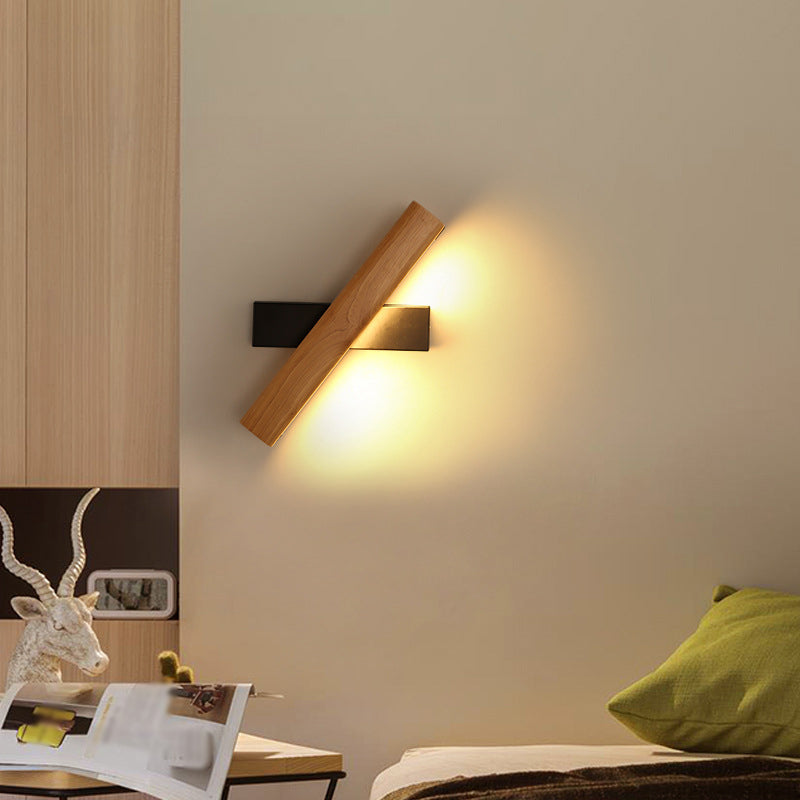 Linear Reading Wall Light Rotatable LED Wooden Sconce Matte Black Large NALANI