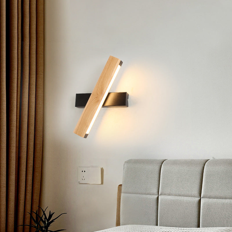 Linear Reading Wall Light Rotatable LED Wooden Sconce NALANI