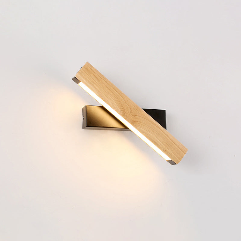 Linear Reading Wall Light Rotatable LED Wooden Sconce Matte Black Small NALANI