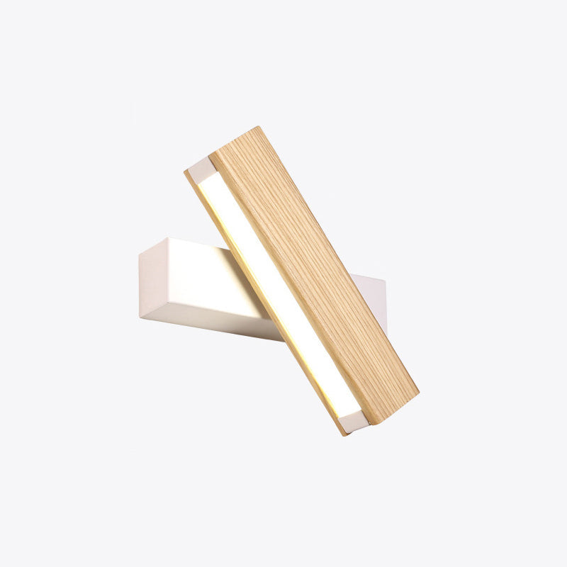 Linear Reading Wall Light Rotatable LED Wooden Sconce White Small NALANI