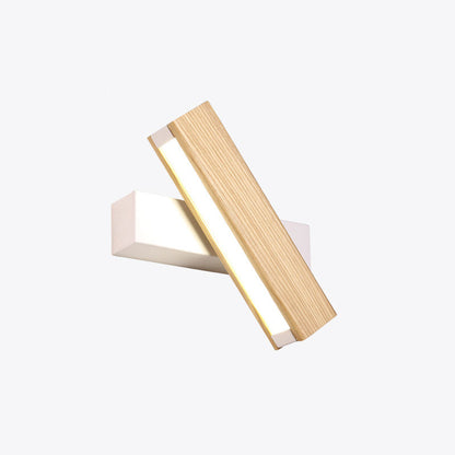 Linear Reading Wall Light Rotatable LED Wooden Sconce White Small NALANI