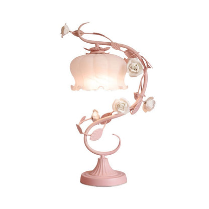 Pastoral Style Table Lamp with Ceramic Rose for Elegant Decor NALANI