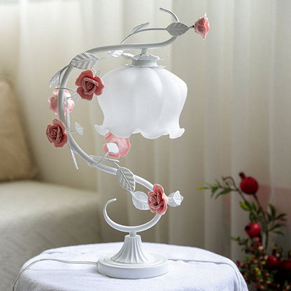Pastoral Style Table Lamp with Ceramic Rose for Elegant Decor NALANI