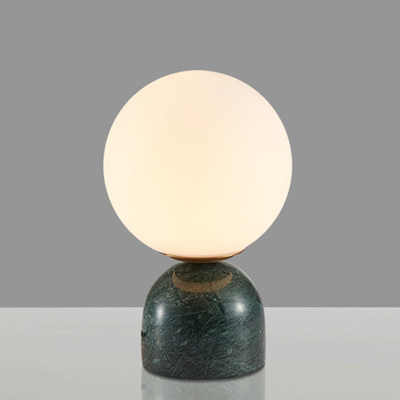 Nordic Sphere Bedside Lamp Frosted Glass Dome Marble Base Green NALANI