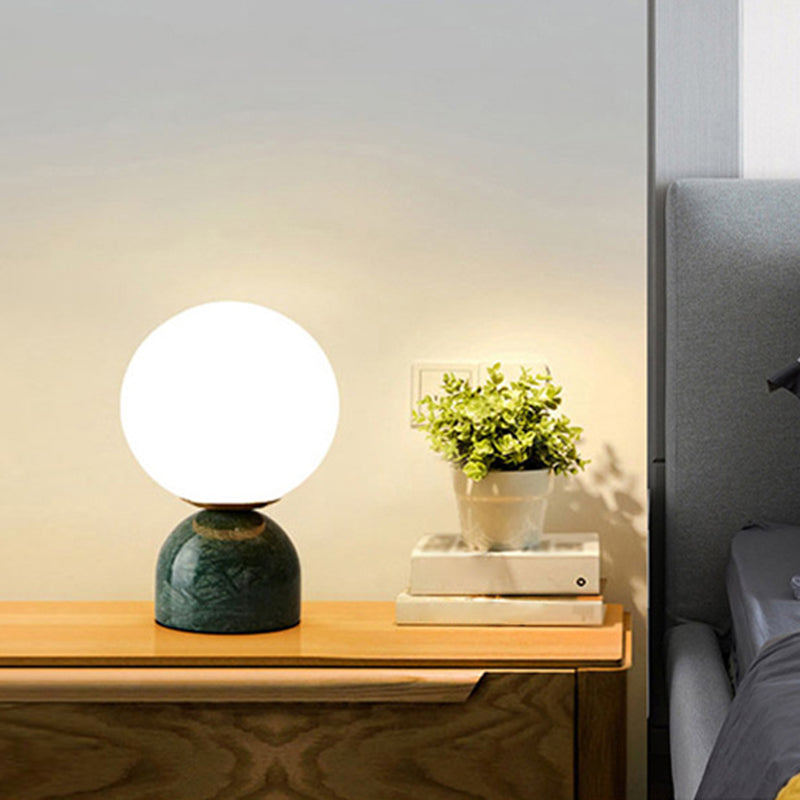 Nordic Sphere Bedside Lamp Frosted Glass Dome Marble Base NALANI