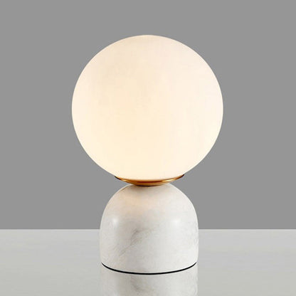 Nordic Sphere Bedside Lamp Frosted Glass Dome Marble Base White NALANI