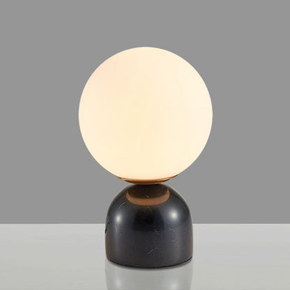 Nordic Sphere Bedside Lamp Frosted Glass Dome Marble Base Black NALANI