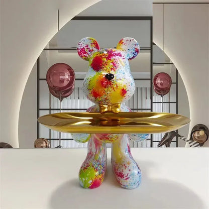 Graffiti Bear Ornament Figurine for Home Decoration and Desk Storage NaLani