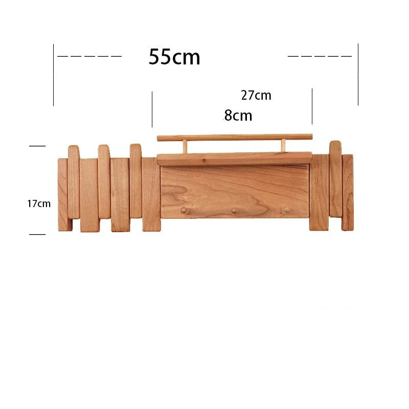 Piano Key Inspired Wall Mounted Coat Rack Solid Wood Oak 17x55cm NALANI